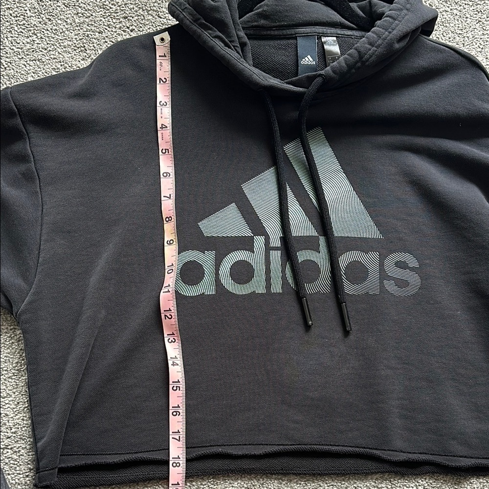 Adidas Black Cropped Sweatshirt with Logo - Picture 4 of 4